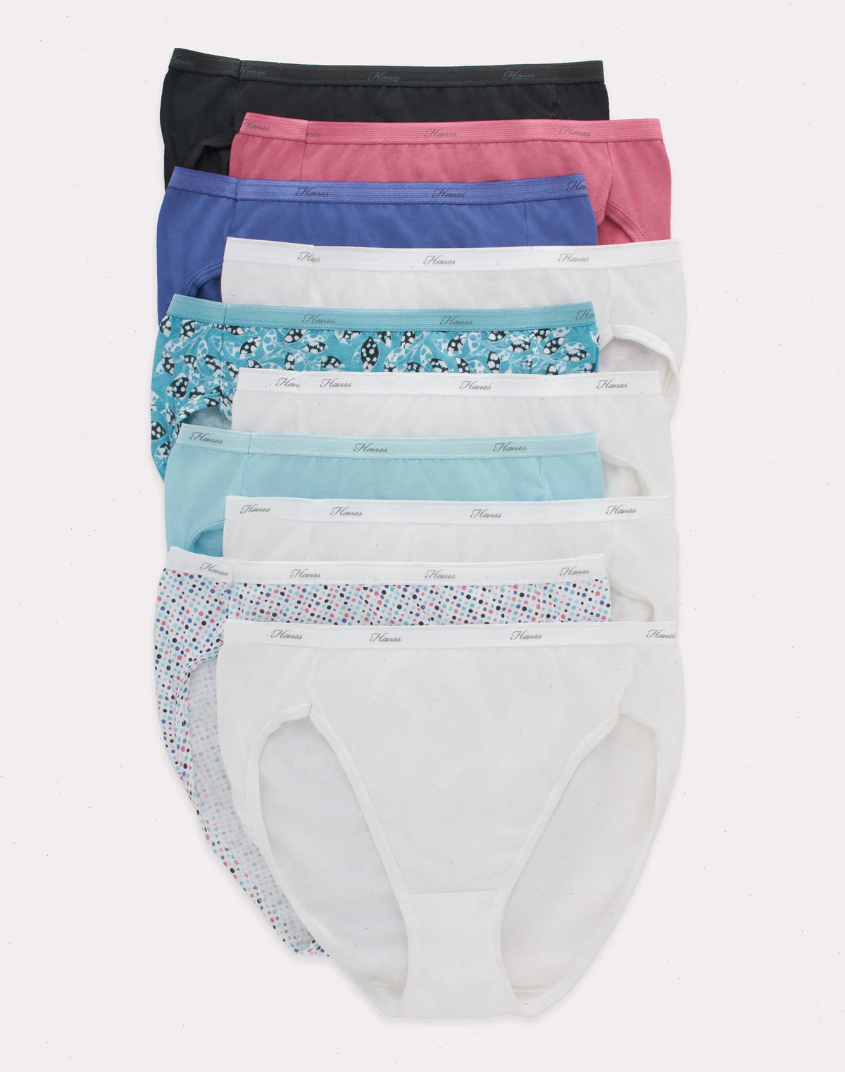 Hanes Women's Breathable Hi-Cut Cotton Underwear, Assorted, 10-Pack