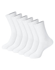 Hanes Unisex Plain White Socks Pack, 6 Pairs, Crew Socks