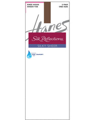 Hanes Silk Reflections Silky Sheer Knee Highs, Sheer Toe, 2-Pairs