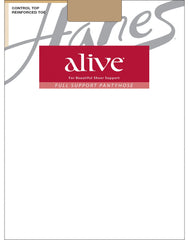Hanes Alive Full Support Pantyhose with Control Top, Reinforced Toe