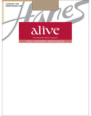 Hanes Alive Full Support Pantyhose with Control Top, Reinforced Toe