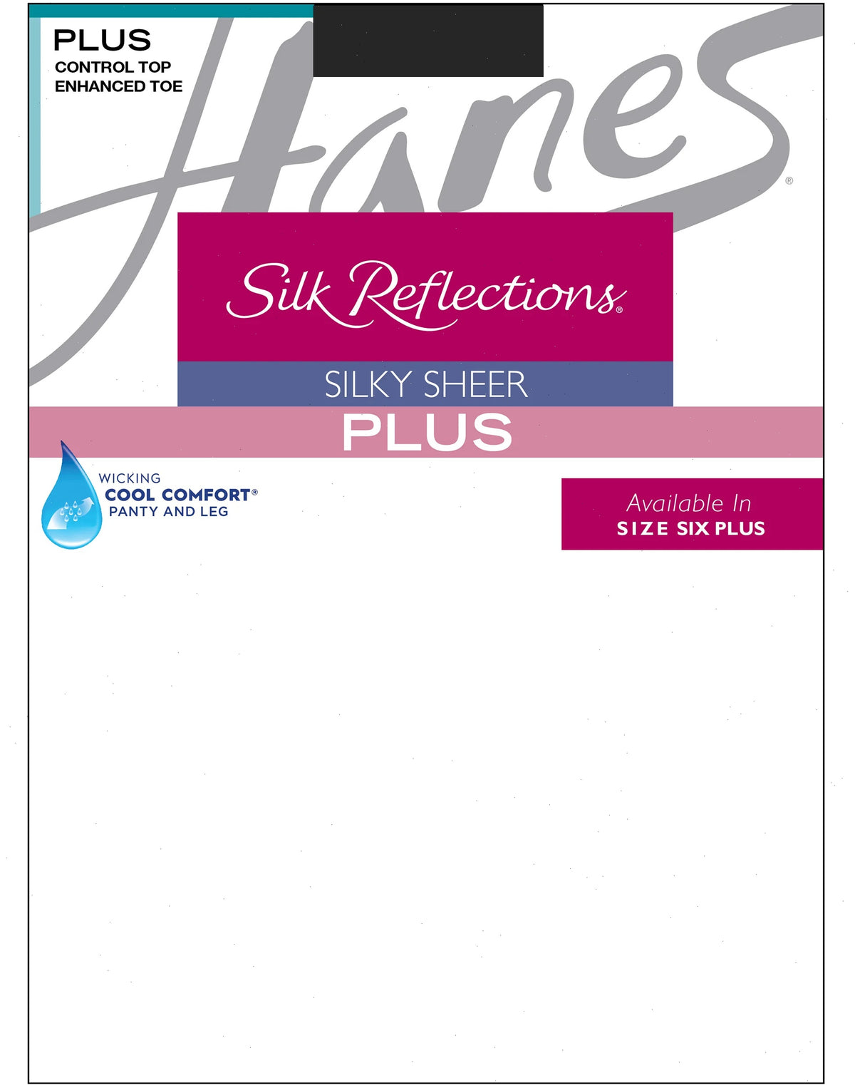 Hanes Silk Reflections Sheer Control Top Pantyhose, Enhanced Toe (Plus Size)