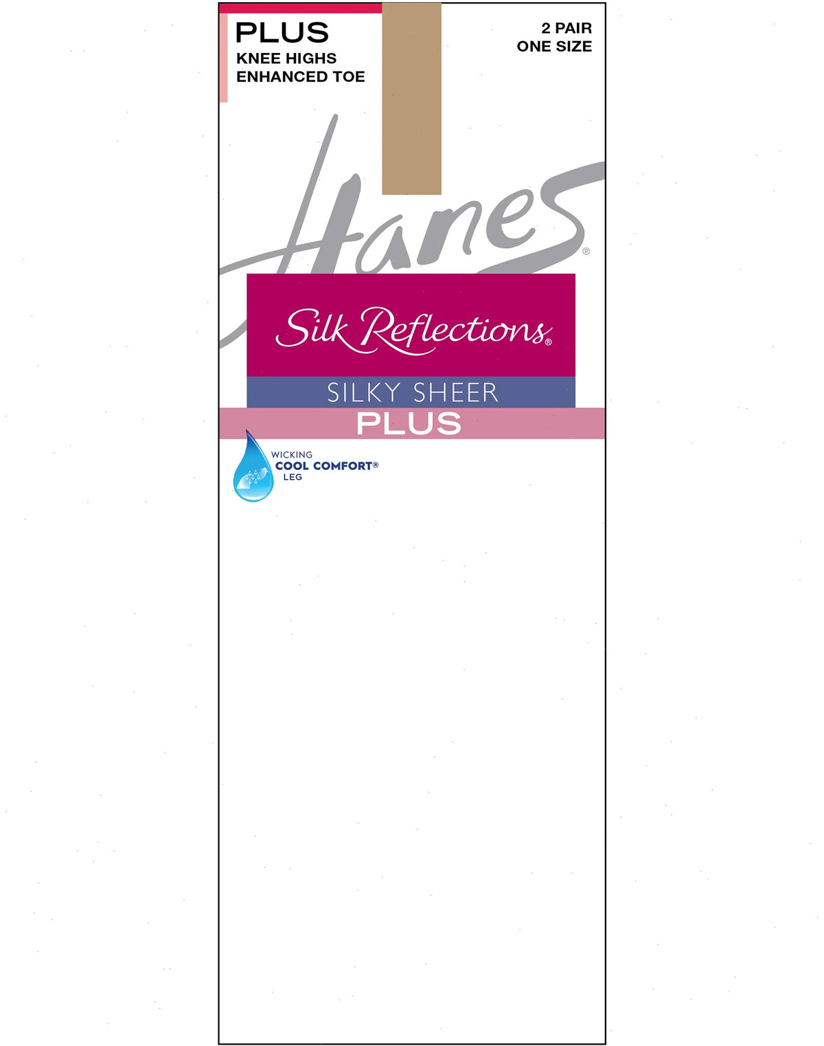 Hanes Silk Reflections Knee Highs, Enhanced Toe, 2-Pack (Plus Size)