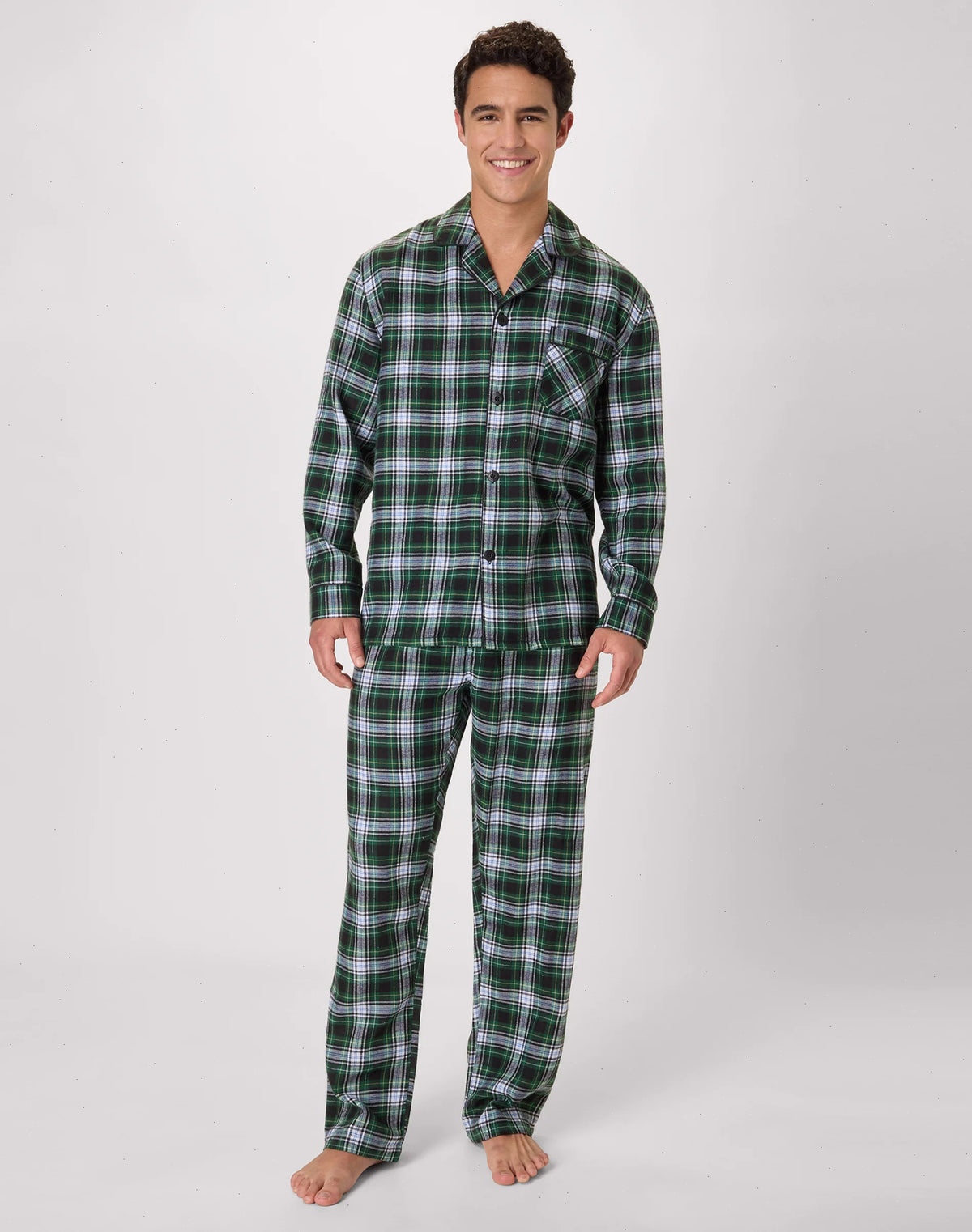 Hanes Men's Flannel Pajama Set, Button Down
