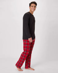 Hanes Men's Micro Fleece Pajama Set, Plaid Print