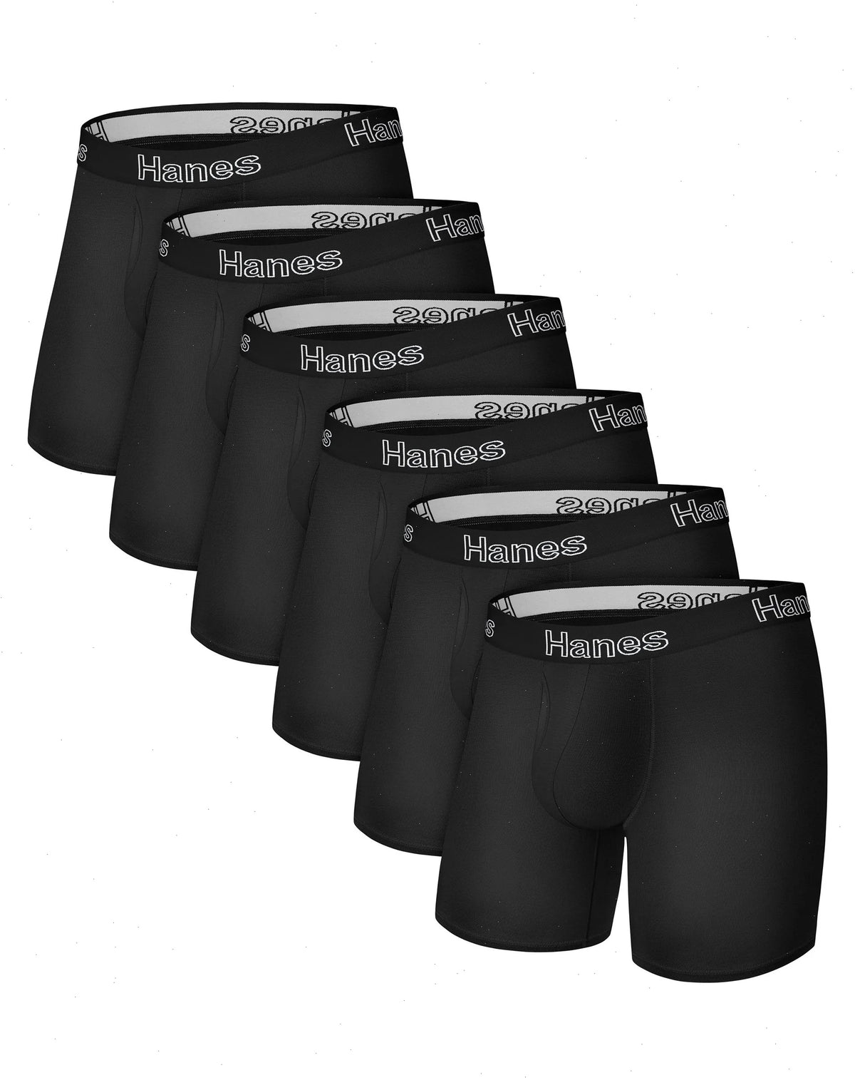 Hanes Men's Underwear Boxer Briefs Pack, 6-Pack, Stretch Cotton, Moisture Wicking