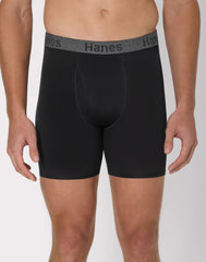 Hanes Stay Dry Pouch Men's Performance Stretch Boxer Brief Underwear, Black, 3-Pack