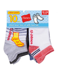 Hanes Infant/Toddler Boys' Heel Shield Socks, Gripper Foot Bottoms, 10-Pairs