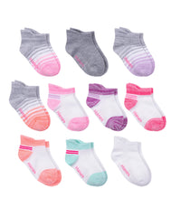 Hanes Infant/Toddler Girls' Heel Shield Socks, Gripper Foot Bottom, 10-Pairs