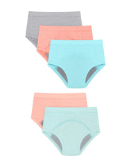 Hanes Confident Nights Toddler Girls' Heavy Absorbency Underwear Briefs, 5-Pack, Potty Training Underwear, Solids