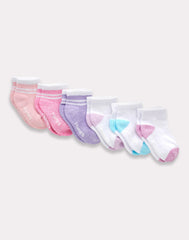 Hanes Pure Comfort Infant/Toddler Girls&rsquo; Ankle Socks, Organic Cotton, 6-Pairs