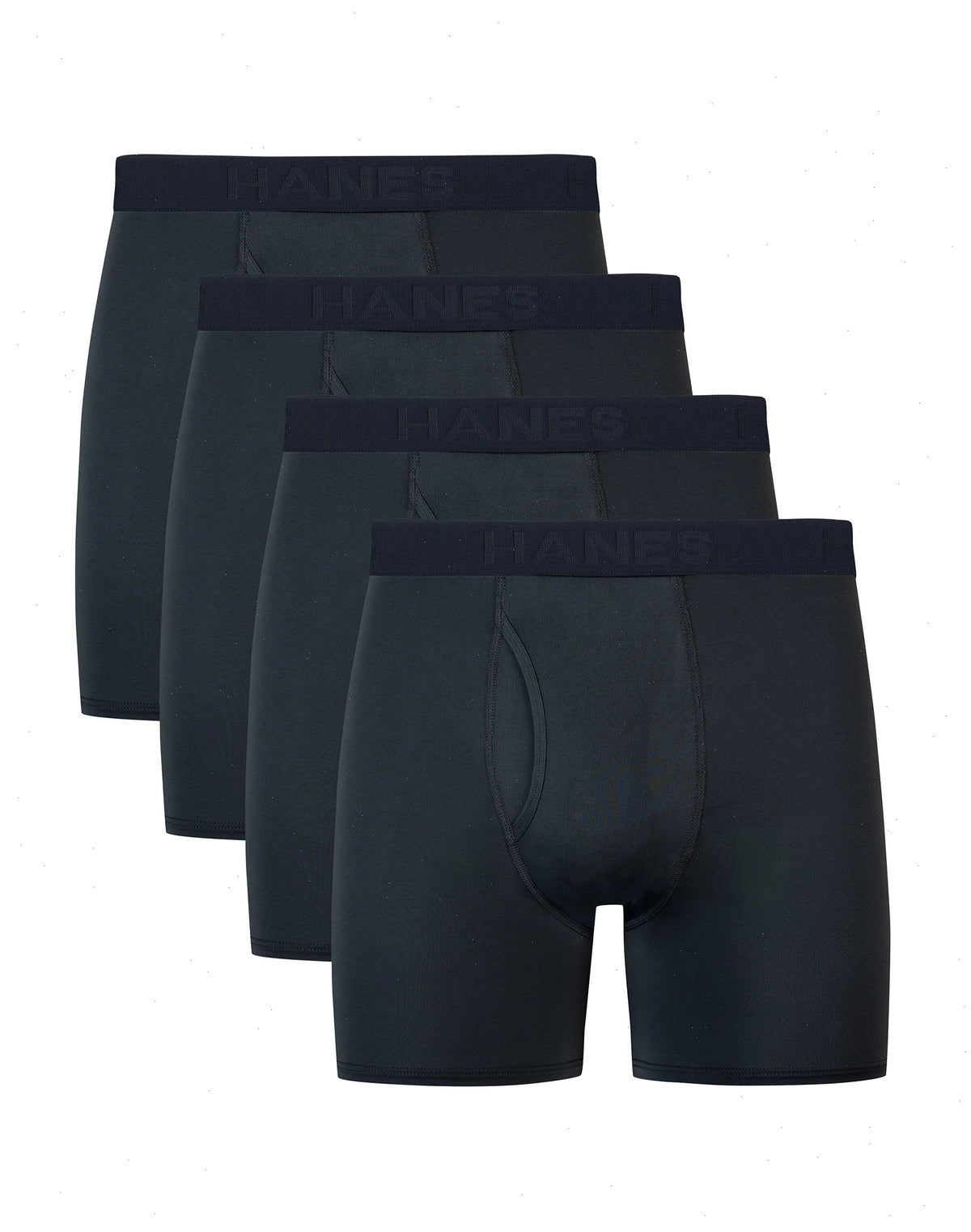 Hanes Ultimate Comfort Sport Men's Performance Stretch Boxer Brief Underwear, Black, 4-Pack
