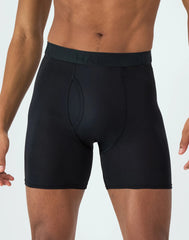 Hanes Ultimate Comfort Sport Men's Performance Stretch Boxer Brief Underwear, Black/Red/Sandalwood, 4-Pack