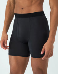 Hanes Ultimate Comfort Sport Men's Performance Stretch Boxer Brief Underwear, Black/Red/Sandalwood, 4-Pack