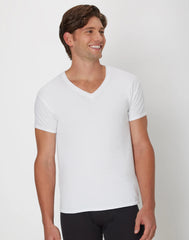 Hanes Ultimate Men's Moisture-Wicking V-Neck Undershirt, White, 4-Pack