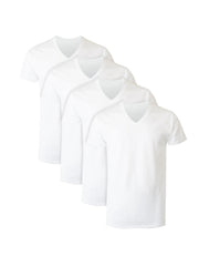 Hanes Ultimate Men's Moisture-Wicking V-Neck Undershirt, White, 4-Pack