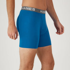 Hanes Ultimate Comfort Flex Fit Men's Boxer Brief Underwear, Red/Blue, 4-Pack