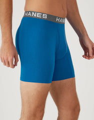 Hanes Ultimate Comfort Flex Fit Men's Boxer Brief Underwear, Black/Grey/Blue, 4-Pack