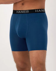 Hanes Ultimate Comfort Flex Fit Total Support Pouch Men's Boxer Brief Underwear, Red/Blue/Black/Grey, 4-Pack