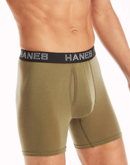 Hanes Ultimate Comfort Flex Fit Total Support Pouch Men's Boxer Brief Underwear, Red/Green/Black/Grey, 4-Pack