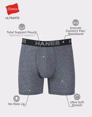 Hanes Ultimate Total Support Pouch Big Men’s Boxer Brief Underwear, Black/Grey, 3-Pack (Big &amp; Tall Sizes)