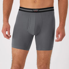 Hanes Perfect Flex Men's Boxer Brief Underwear, Lightweight &amp; Breathable, Grey, 1-Pack