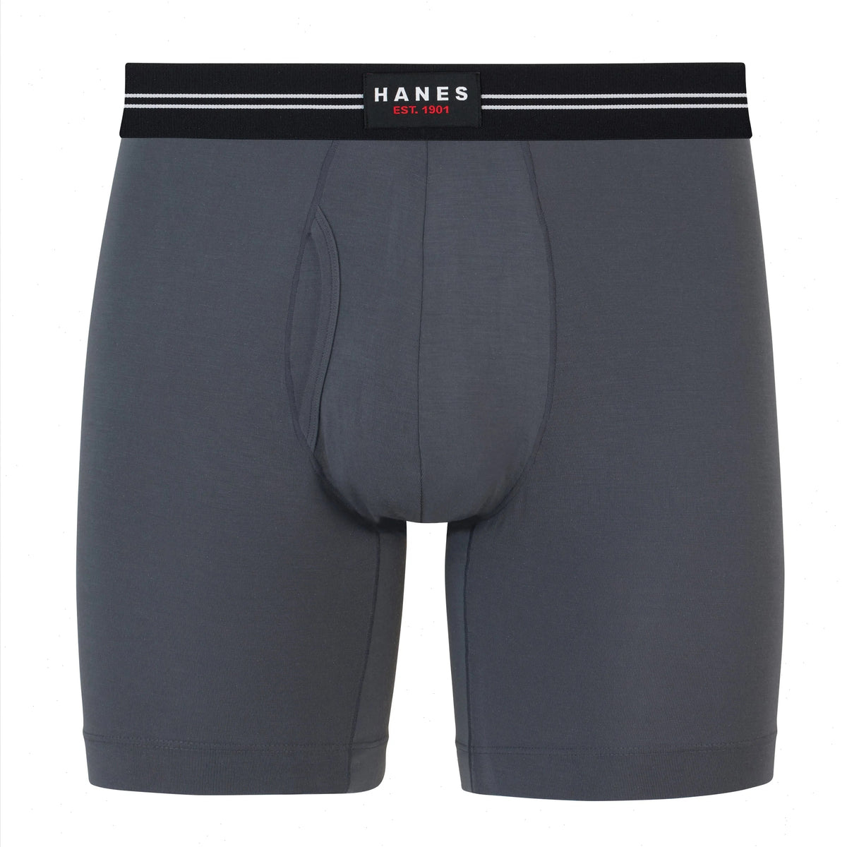 Hanes Perfect Flex Men's Boxer Brief Underwear, Lightweight &amp; Breathable, Grey, 1-Pack