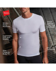 Hanes Perfect Flex Men's Tee, White Crewneck Undershirt, 1-Pack