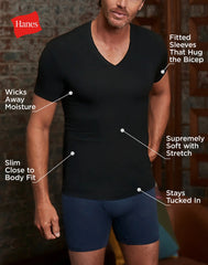Hanes Perfect Flex Men's Tee, White V-Neck Undershirt, 1-Pack