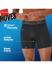 Hanes Moves Ultimate Men&rsquo;s Anti-Chafe Boxer Brief Underwear, X-Temp, Assorted, 4-Pack, 6"