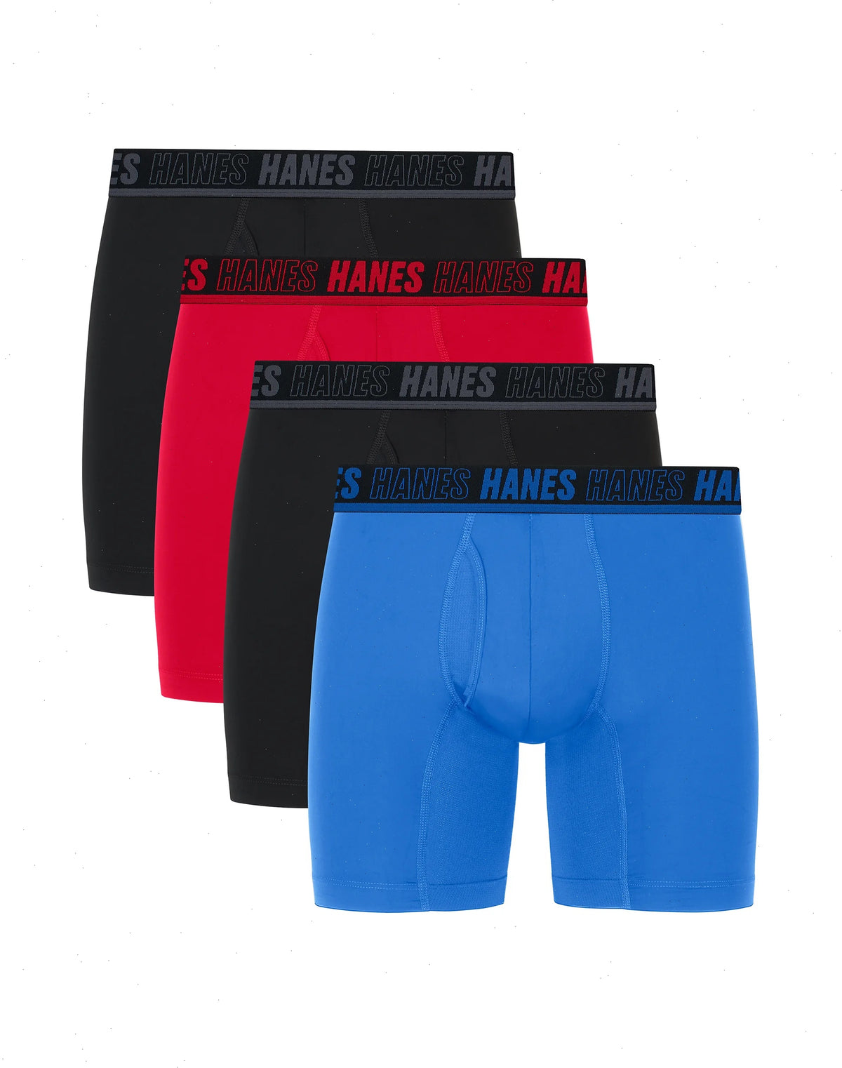 Hanes Moves Ultimate Men&rsquo;s Anti-Chafe Boxer Brief Underwear, X-Temp, Assorted, 4-Pack, 6"