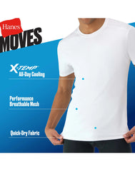 Hanes Moves Ultimate Men's Breathable Mesh Crewneck T-Shirt, X-Temp, White, 3-Pack