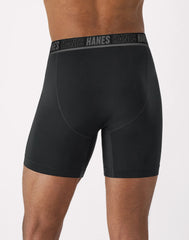 Hanes Moves Ultimate Men's Anti-Chafe  Boxer Brief Underwear, Total Support Pouch, X-Temp, Black, 4-Pack, 6"
