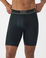 Hanes Moves Ultimate Men&rsquo;s Anti-Chafe Long Leg Boxer Brief Underwear, Total Support Pouch, X-Temp, 4-Pack, 8&rdquo;