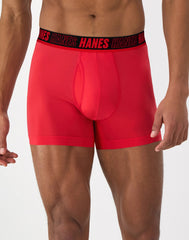 Hanes Moves Ultimate Men's Anti-Chafe Trunk Underwear, Total Support Pouch, X-Temp, 4-Pack, 4"