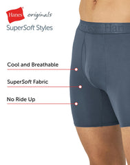 Hanes Originals Ultimate Men's SuperSoft Boxer Brief Underwear, Black, 3-Pack