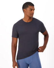 Hanes Originals Ultimate Men's SuperSoft Crewneck Undershirt, Black/Grey, 2-Pack