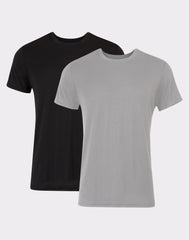 Hanes Originals Ultimate Men's SuperSoft Crewneck Undershirt, Black/Grey, 2-Pack