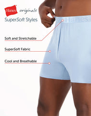 Hanes Originals Ultimate Men's SuperSoft Knit Boxer Underwear, Aqua/Grey/Black, 3-Pack