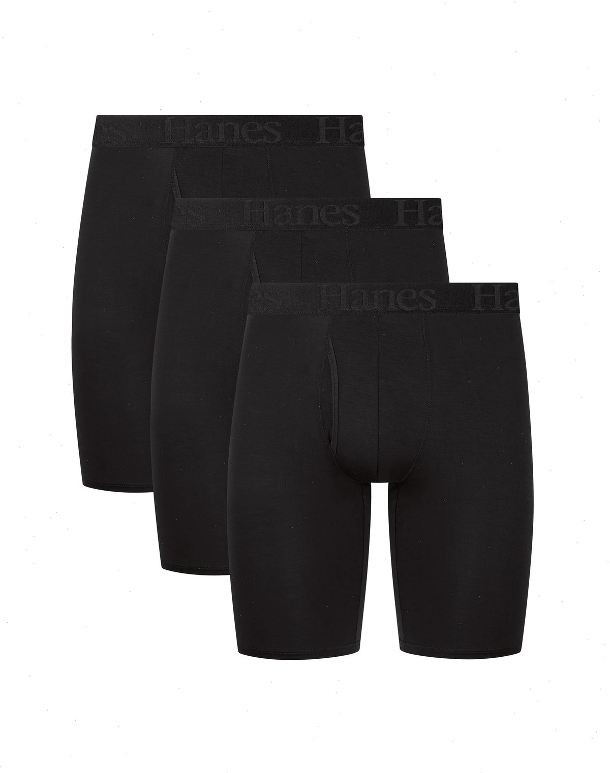 Hanes Originals Ultimate Men's SuperSoft Long Leg Boxer Brief Underwear, Black, 3-Pack