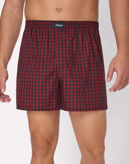 Hanes Originals Ultimate Men's Cotton Stretch Woven Boxer Underwear, Red/Black Plaids, 3-Pack