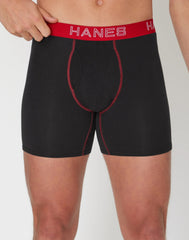 Hanes Ultimate Men's Stretch Boxer Brief Underwear, Moisture Wicking, Black, 5-Pack