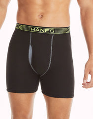 Hanes Sport X-Temp Men&rsquo;s Cotton Boxer Brief Underwear, Black/Grey, 4-Pack