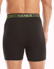 Hanes Sport X-Temp Men&rsquo;s Cotton Boxer Brief Underwear, Black/Grey, 4-Pack