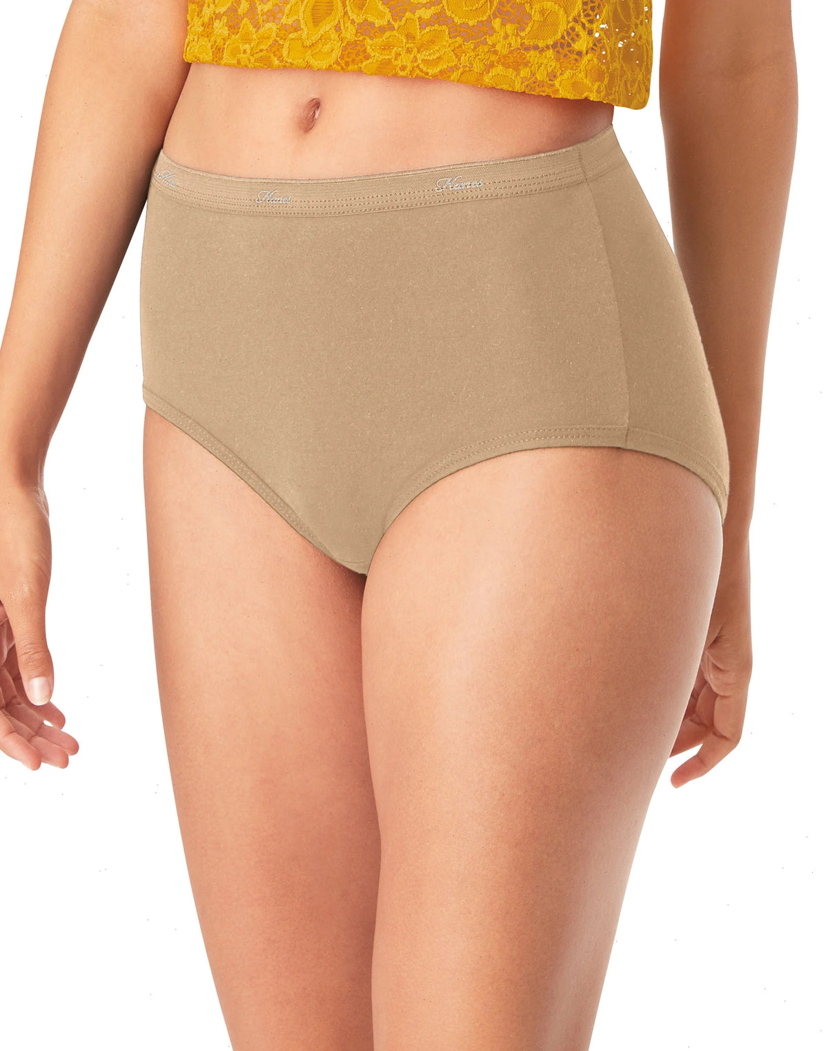 Hanes Women's Cotton Brief Underwear, Moisture-Wicking, 6-Pack