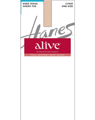 Hanes Alive Full Support Sheer Knee Highs, 2-Pack