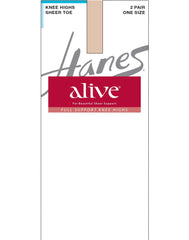 Hanes Alive Full Support Sheer Knee Highs, 2-Pack